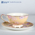 Hot Sale Bonito Amarelo Floral Antique Osso China Tea Set, Chá E Café Definido Da China